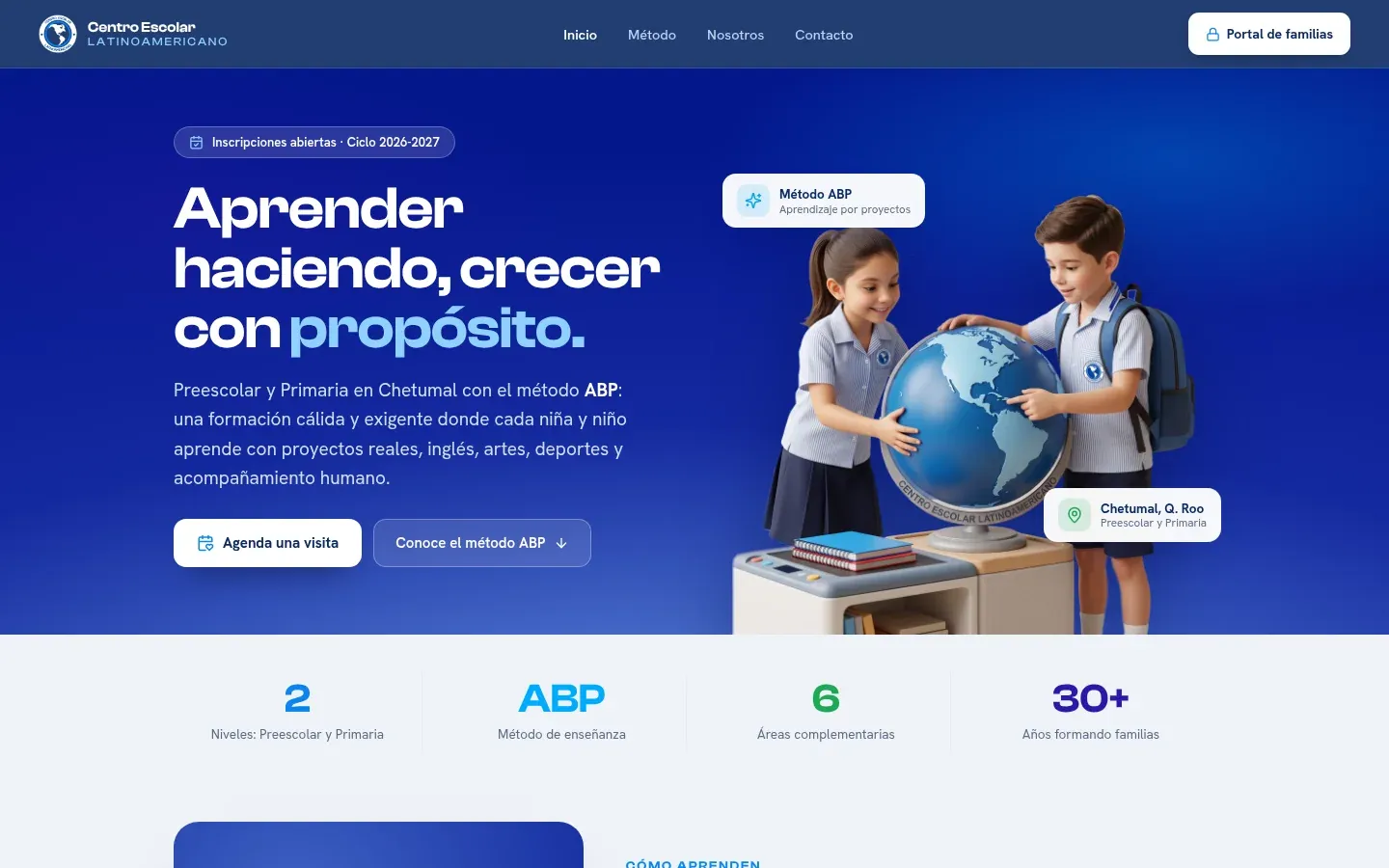 Portada del sitio del Centro Escolar Latinoamericano